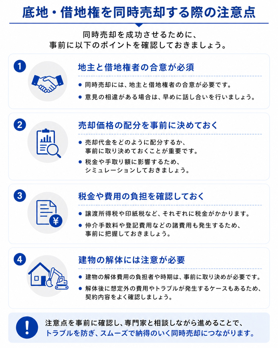 底地・借地権を同時売却する際の注意点