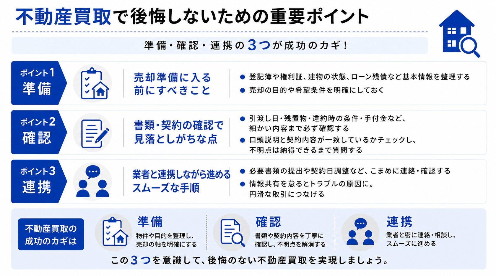 不動産買取で後悔しないための重要ポイント