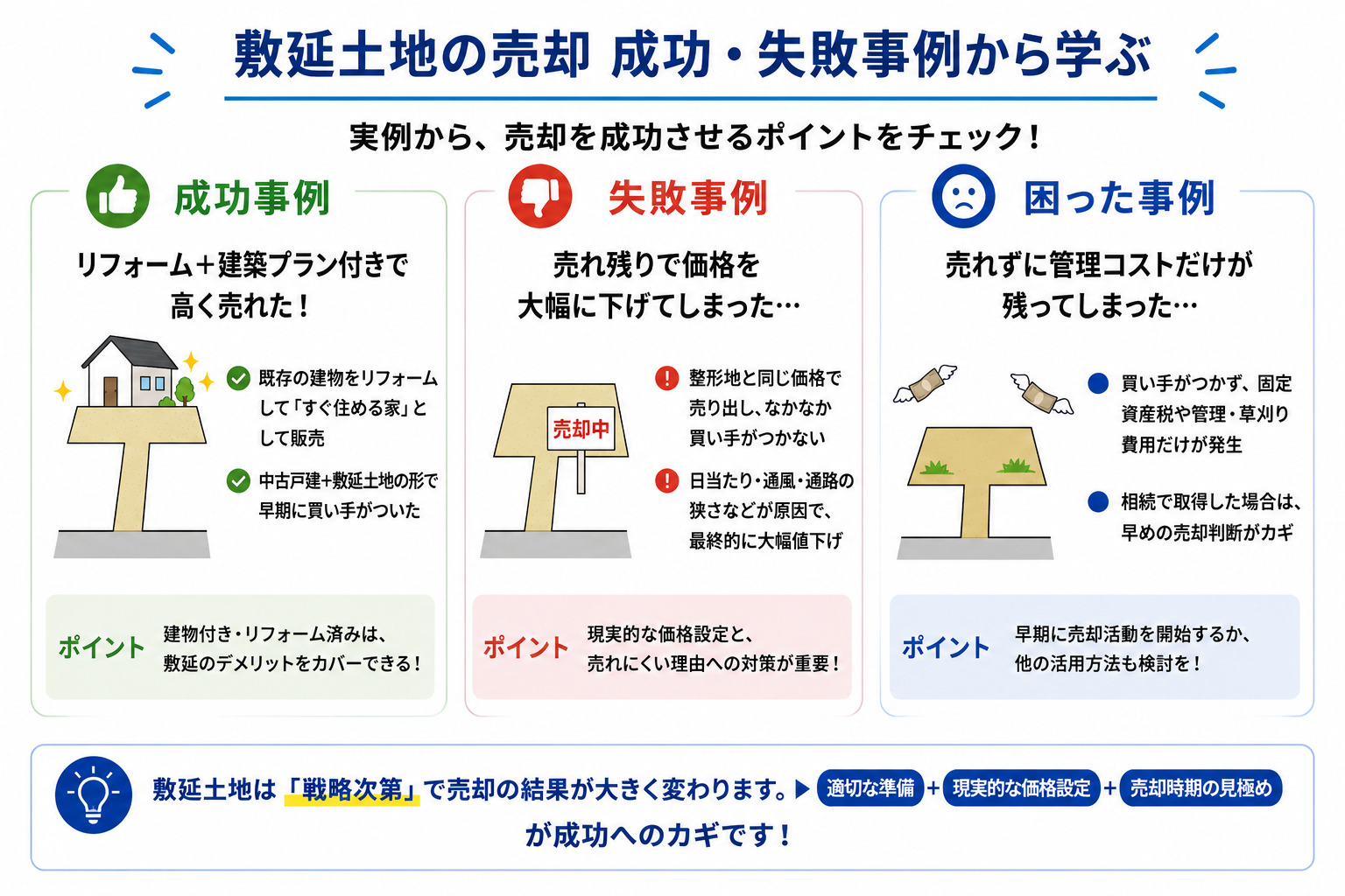敷延土地の売却成功・失敗事例から学ぶ